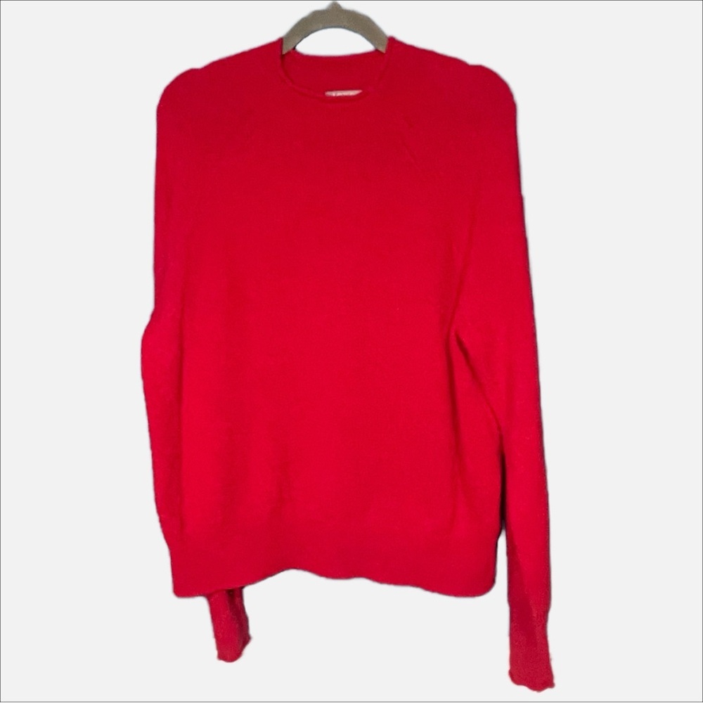 J.Crew Red Merino Alpaca Crewneck Sweater M Cozy Classic - Picture 2 of 6
